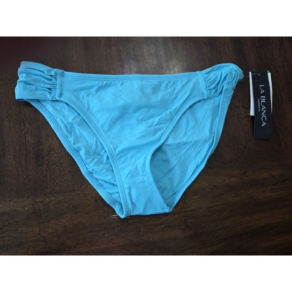NWOT La Blanca Island Goddess 12 Hipster Bikini Swim Aqua Blue Bottoms 131874